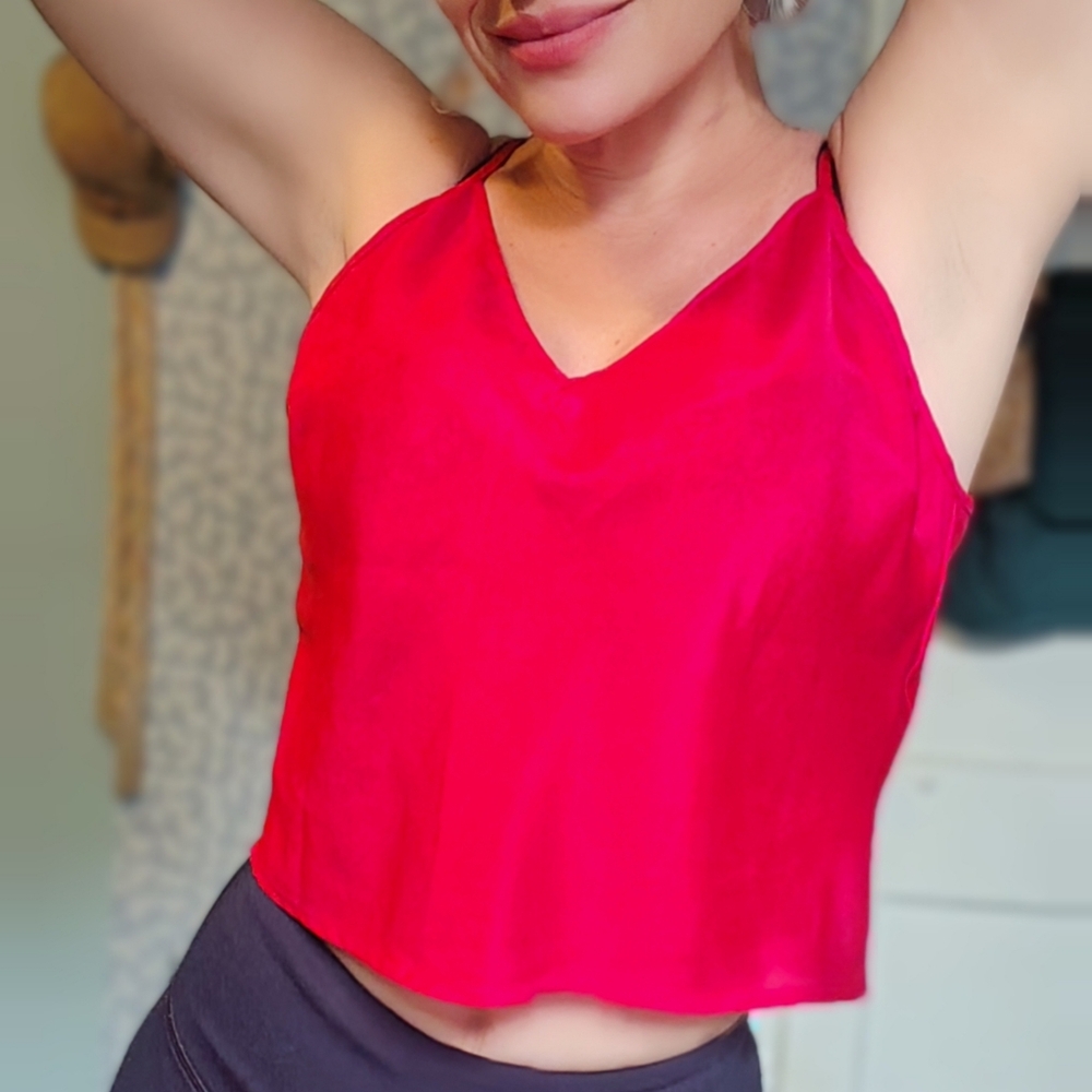 Nice Red Silky Crop Top